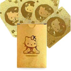 NEW! HELLO KITTY COLLECTIBLE GOLD PLAYING CARDS FULL DECK 52 CARDS